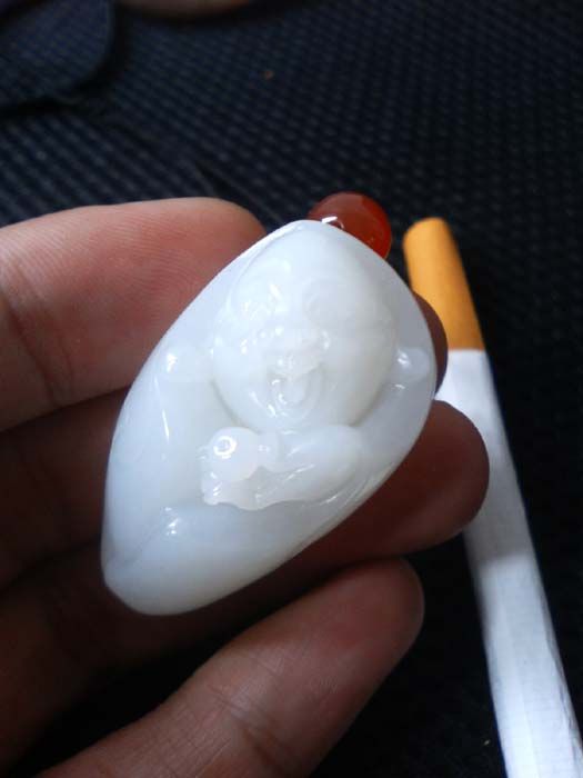 俄料羊脂白罗汉挂件