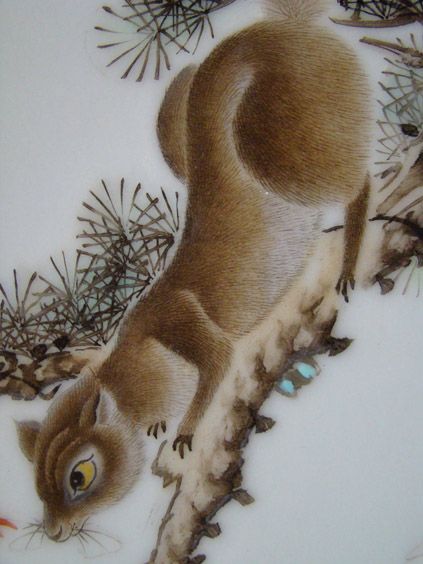 毕渊明松鼠瓷板画