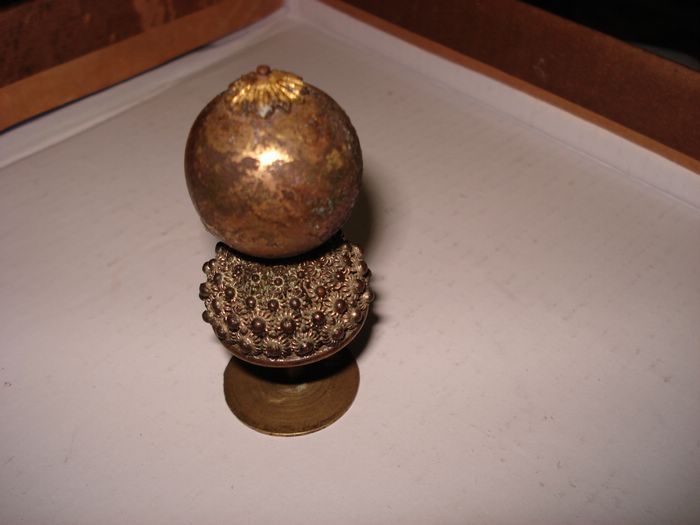 明代银溜金帽珠,完整漂亮