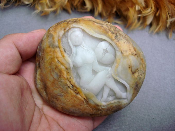 和田籽玉雕-贵妃出浴_和田籽玉雕-贵妃出浴价格_和