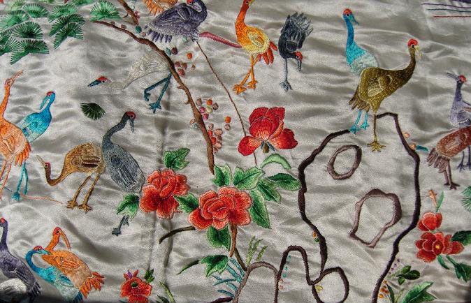 大幅刺绣百鹤图