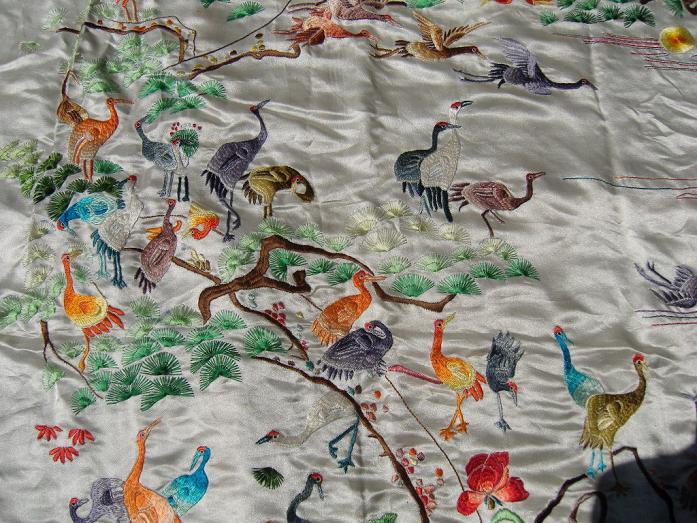 大幅刺绣百鹤图