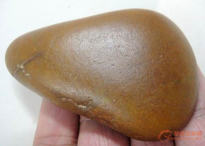 和田黄玉 原生籽料 栗子黄 玩料把件 103克