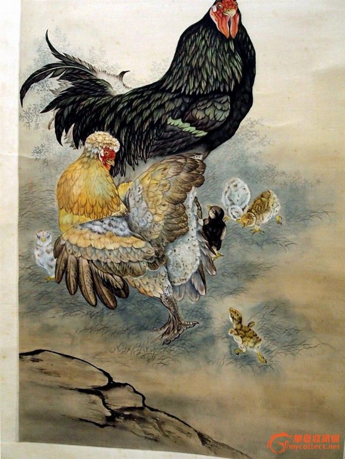 民国·刘奎龄原装绢本《鸡》