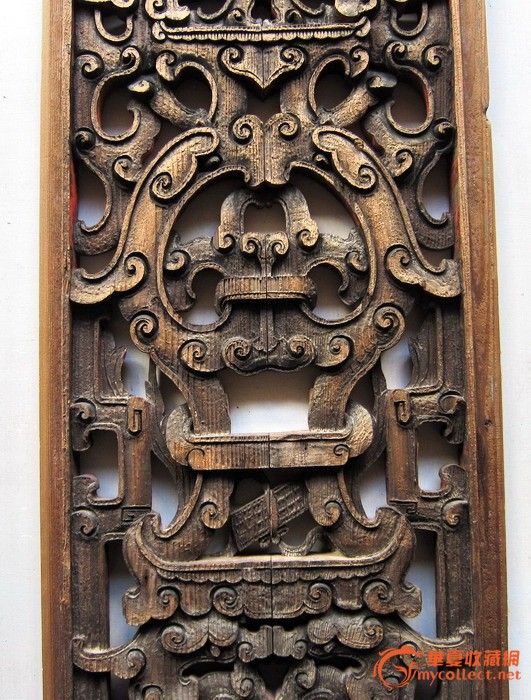 清,草龙 木雕窗 91x44.8 价1300