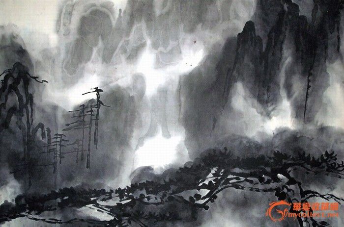 山水泼墨图,泼墨图片,泼墨山水画_大山谷图库