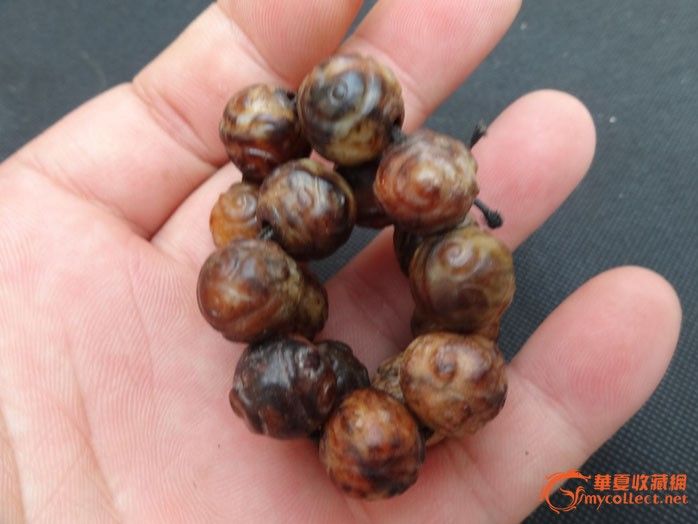 带沁的老玉珠手链_地摊交易_华夏收藏网