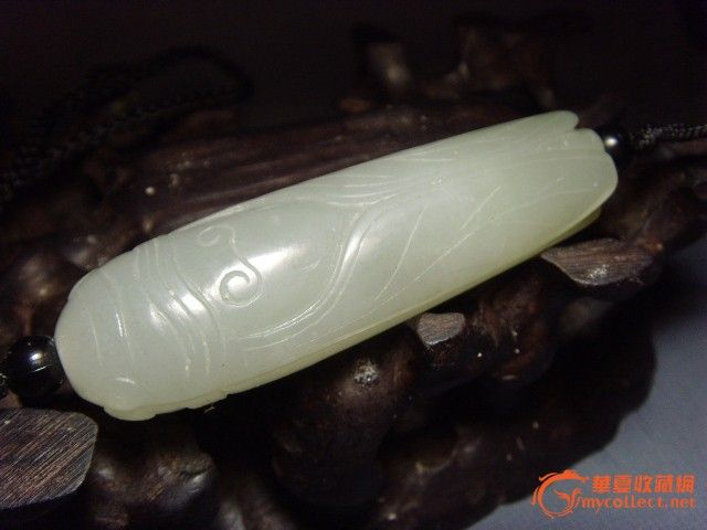 开门民国 和田青白玉双面玉蝉