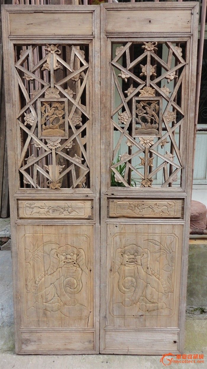 满工雕花门2片