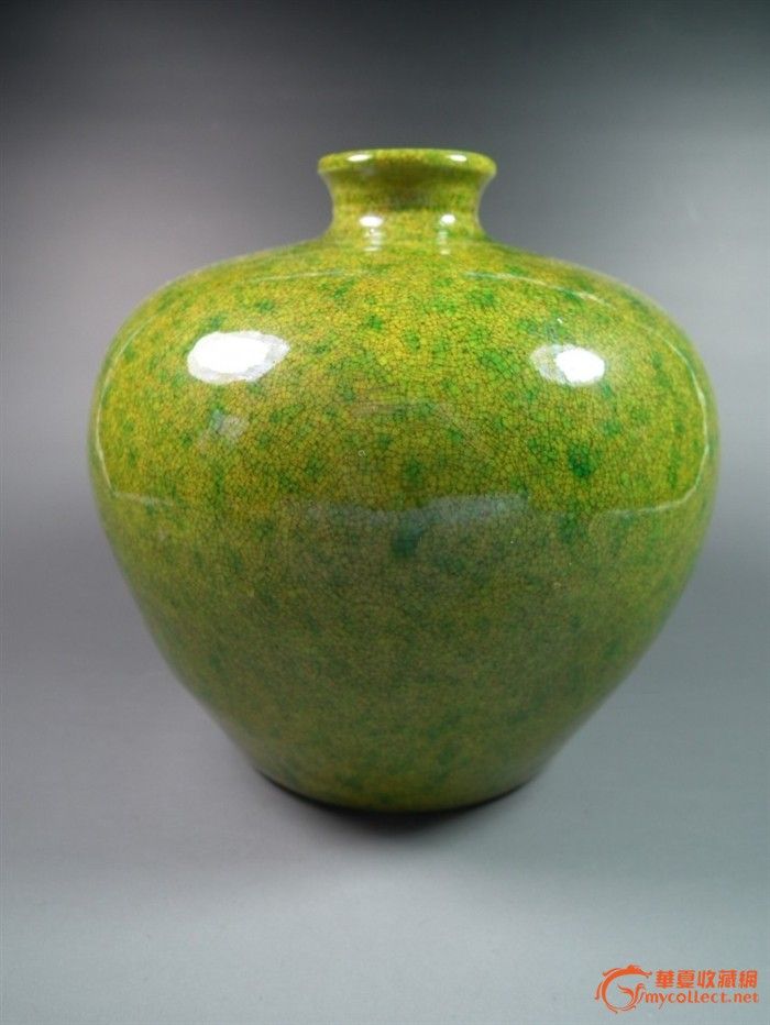 清代晚期.苹果绿釉太白樽