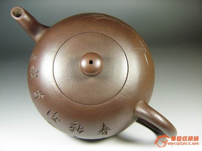 家藏早期精典紫砂壶/600cc大品老紫泥景舟圆珠壶/石羽刻饰