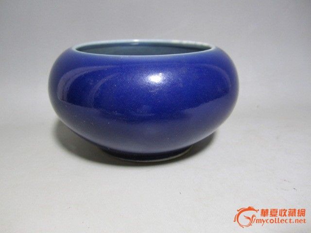 霁蓝釉笔洗,明代霁蓝釉瓷器,拼花角花_大山谷图库