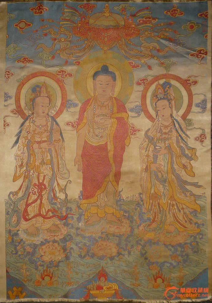 藏传唐卡 西方三圣